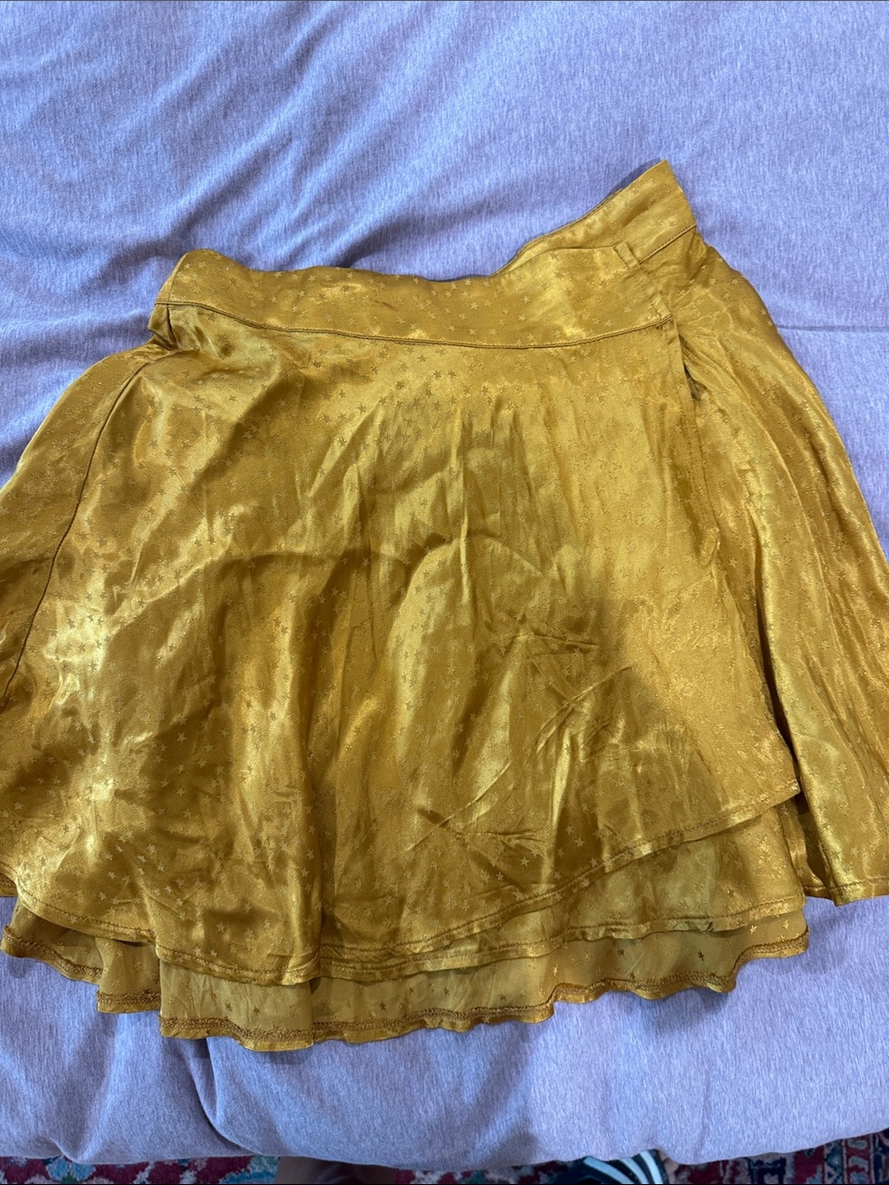 Free People Womens Mustard Satin Layered Skirt